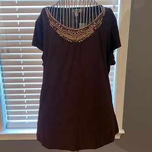 Brown Beaded Blouse